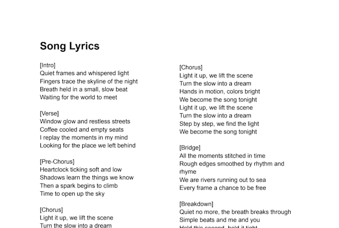 create an original song for you